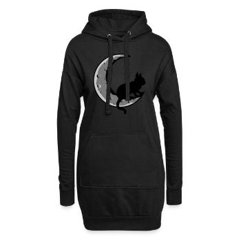 Sichel Mond Schwarze Katze - Hoodie-Kleid - Schwarz - Vorne