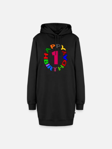 Happy Birthday 1 - Hoodie-Kleid - Schwarz