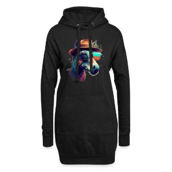 Ein lustiger Esel oder Maultier mit Brille und Hut - Hoodie-Kleid - Schwarz - Vorne