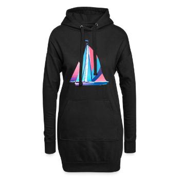 Segeln Segelsport Segelboot Segelschiff Segler - Hoodie-Kleid - Schwarz - Vorne