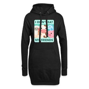 Friends Huhn Kuh Schaf Design für Veganer - Hoodie-Kleid - Schwarz - Vorne