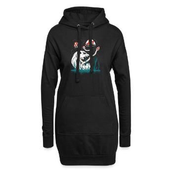 Crâne et champignons - Sweat-shirt à capuche long Femme - noir - Devant