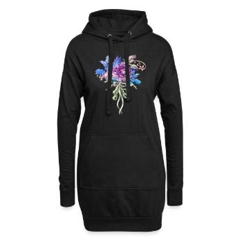 Blumen Frauen Frauenpower Design Kunst Weiblicher Stil - Hoodie-Kleid - Schwarz - Vorne
