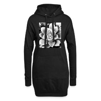 fleur noire et blanche - Sweat-shirt à capuche long Femme - noir - Devant