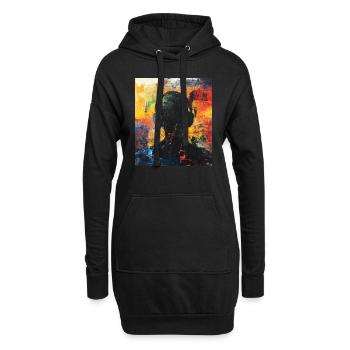 Abstrakte Silhouette mit Kopfhörern - Hoodie-Kleid - Schwarz - Vorne