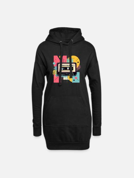 Retro 80er 90er Jahre Kassette Geschenk - Hoodie-Kleid - Schwarz