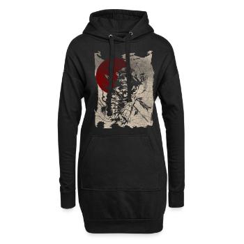Samouraï Guerrier Japonais Manga Cadeau Anime - Sweat-shirt à capuche long Femme - noir - Devant