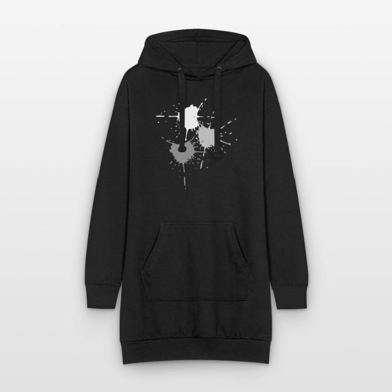 Art - Exploding des touches de couleur en gris Sweat-shirt à capuche long Femme