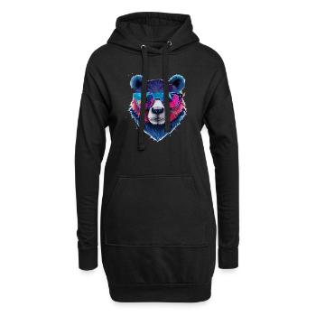 Bär,graffiti ,malerei , bunt,Nerd - Hoodie-Kleid - Schwarz - Vorne