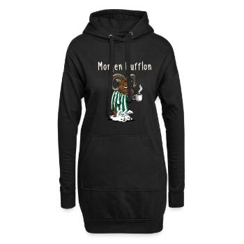 Lustiges Morgen Mufflon Morgenmuffel Kaffee - Hoodie-Kleid - Schwarz - Vorne