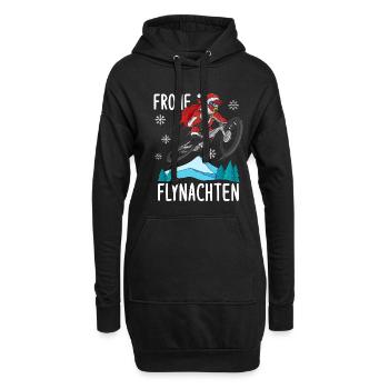 Mountainbike Weihnachtsmann MTB BMX Weihnachten - Hoodie-Kleid - Schwarz - Vorne
