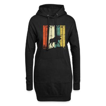 Retro Norwegen Flagge Norge Elch Vintage Geschenk - Hoodie-Kleid - Schwarz - Vorne