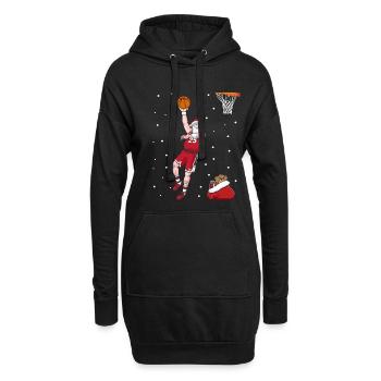Basketball Wurf Weihnachten Spieler Weihnachtsmann - Hoodie-Kleid - Schwarz - Vorne