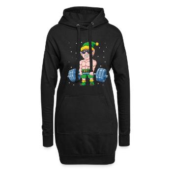 Bodybuilding Elf Weihnachten Gym Fitness - Hoodie-Kleid - Schwarz - Vorne