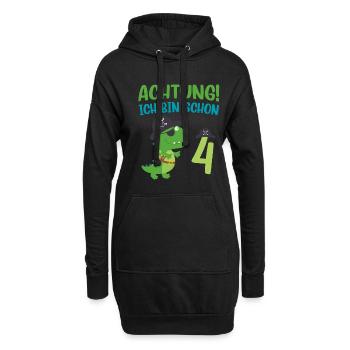 Ich bin 4 Jahre alt Dino Geburtstagsgeschenk - Hoodie-Kleid - Schwarz - Vorne