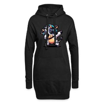 Dabbing Kuh - Hoodie-Kleid - Schwarz - Vorne