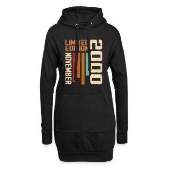 2000 November Geburtstagsgeschenk. November 2000 - Hoodie-Kleid - Schwarz - Vorne