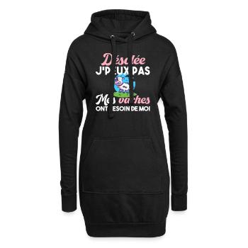 Vaches. Agriculture. Cadeau t-shirt humour animal - Sweat-shirt à capuche long Femme - noir - Devant