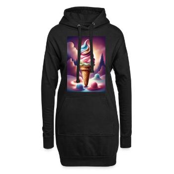 Fondant crème glacée design graphique t-shirt - Sweat-shirt à capuche long Femme - noir - Devant