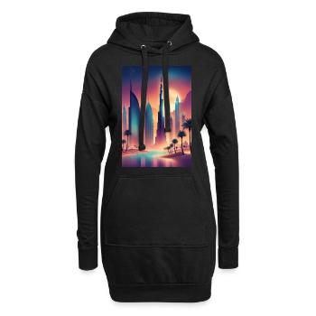 Buntes östliches Stadtbild - Hoodie-Kleid - Schwarz - Vorne