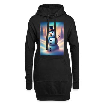 Glücklicher winterlicher Schneemann - Hoodie-Kleid - Schwarz - Vorne