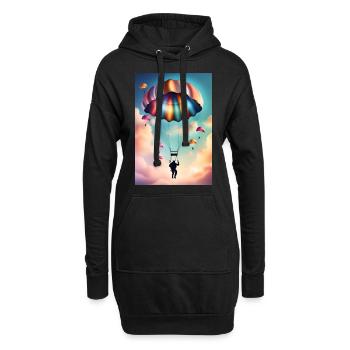 Bunter Fallschirm - Hoodie-Kleid - Schwarz - Vorne