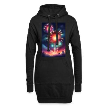 Erstaunliches Silvesterfeuerwerk - Hoodie-Kleid - Schwarz - Vorne