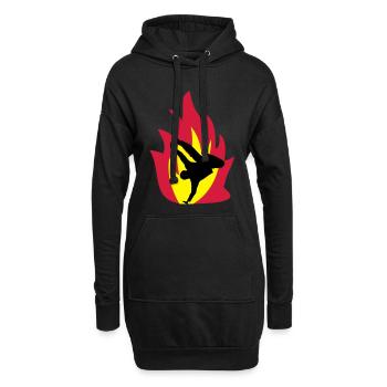 Breakdancer im Feuer - Hoodie-Kleid - Schwarz - Vorne