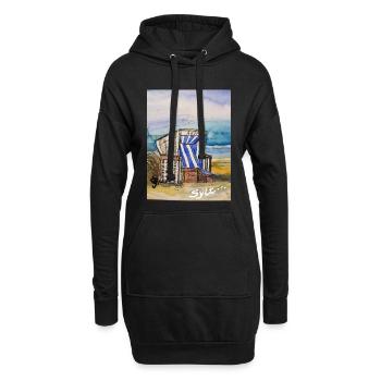 Vacances au rez-de-chaussée I Mer du Nord I Sylt I Chaise de plage I Mer - Sweat-shirt à capuche long Femme - noir - Devant