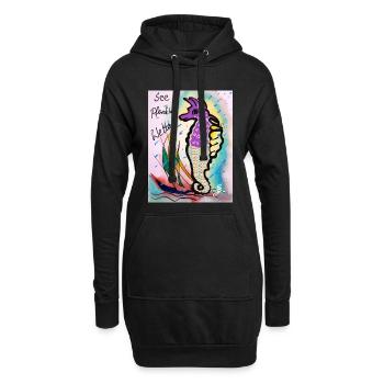 EG Seepferdchen I Tier I Meer I Urlaub i Geschenk - Hoodie-Kleid - Schwarz - Vorne