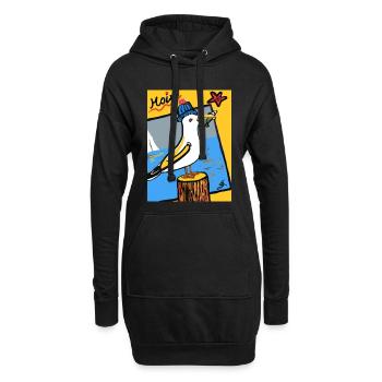 EG mouette I palier I mer I vacances I photo - Sweat-shirt à capuche long Femme - noir - Devant