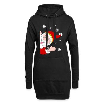 Froher Weihnachtsmann Schneegruß - Hoodie-Kleid - Schwarz - Vorne