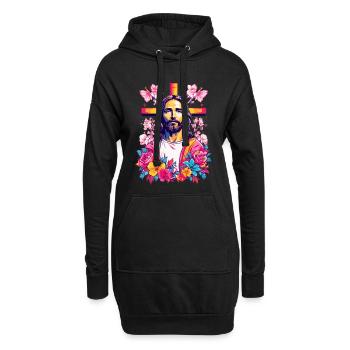 Jesus Christus - Hoodie-Kleid - Schwarz - Vorne