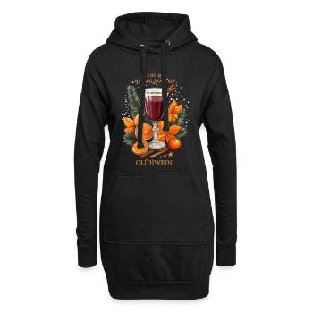 Glühwein mit Zimt - Hoodie-Kleid - Schwarz - Vorne