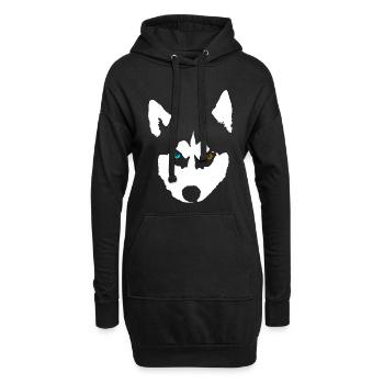 Husky Hund Siberian Husky - Hoodie-Kleid - Schwarz - Vorne