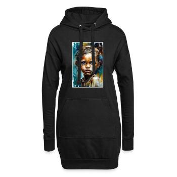 Abstrait Fille Triste Gens Malheureux - Sweat-shirt à capuche long Femme - noir - Devant