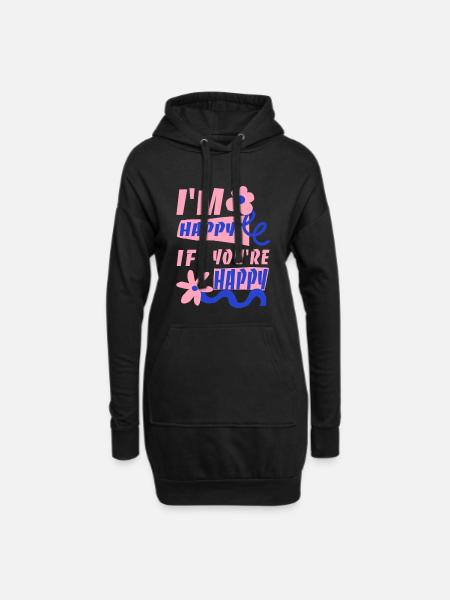 Ich freue mich, wenn du glücklich bist - Hoodie-Kleid - Schwarz