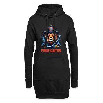 Feuerwehrmann Löwe Geschenk - Hoodie-Kleid - Schwarz - Vorne
