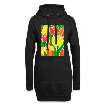 EG Tulpen I Blumen I Tulpenfest I Geschenkidee - Hoodie-Kleid - Schwarz - Vorne