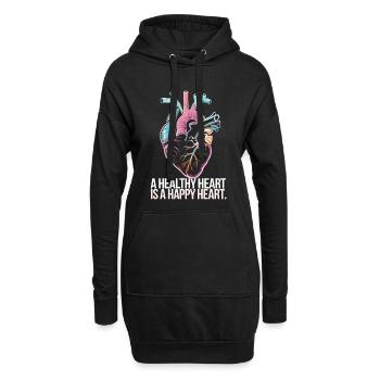 Coeur avec anatomie colorée et message d’amour - Sweat-shirt à capuche long Femme - noir - Devant