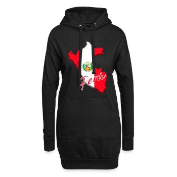 Flagge von Peru, Karte Flagge von Peru - Hoodie-Kleid - Schwarz - Vorne