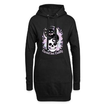 Motif de chats et d'os mystiques - Sweat-shirt à capuche long Femme - noir - Devant