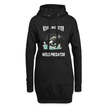 Pêche Rivière Silure Poisson Chat - Sweat-shirt à capuche long Femme - noir - Devant