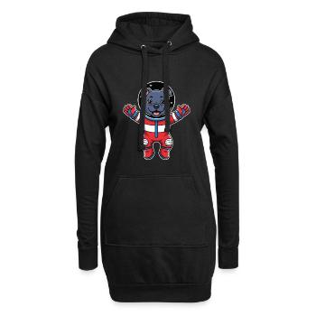 Hund Staffy Astronaut Weltraumfarbe - Hoodie-Kleid - Schwarz - Vorne