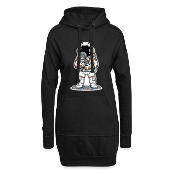Grauer Katzen-Weltraumastronaut kuschelig niedlich - Hoodie-Kleid - Schwarz - Vorne