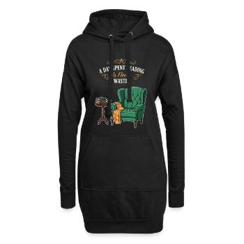 Lese-Humor-Zitat-Tag, der mit Lesen verbracht wird - Hoodie-Kleid - Schwarz - Vorne