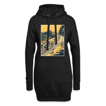 Bergaufstieg – Radfahrer-Erinnerung - Hoodie-Kleid - Schwarz - Vorne