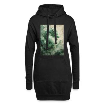 Le Souverain d'Orient : Le Dragon Azur (Qinglong) - Sweat-shirt à capuche long Femme - noir - Devant