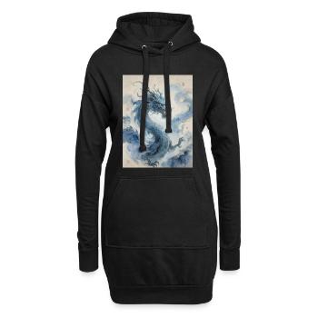 Die himmlische Apotheose: Blauer Drache – Unendlichkeit - Hoodie-Kleid - Schwarz - Vorne