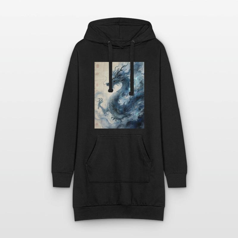 Die Sternennacht: Blauer Drache – Aether Hoodie-Kleid